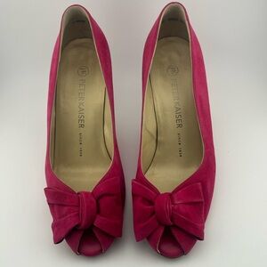 Peter Kaiser Fuchsia Bow Peep Toe Heels